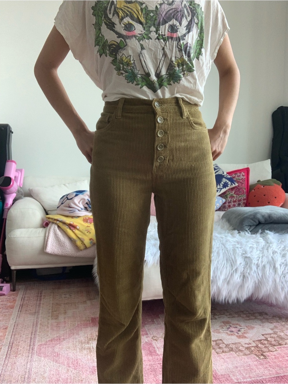 Reformation Olive Corduroy Pants